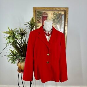 Signature by Larry Levine Blazer Womens 18 Red Poly Rayon Spandex 3-Button Coat
